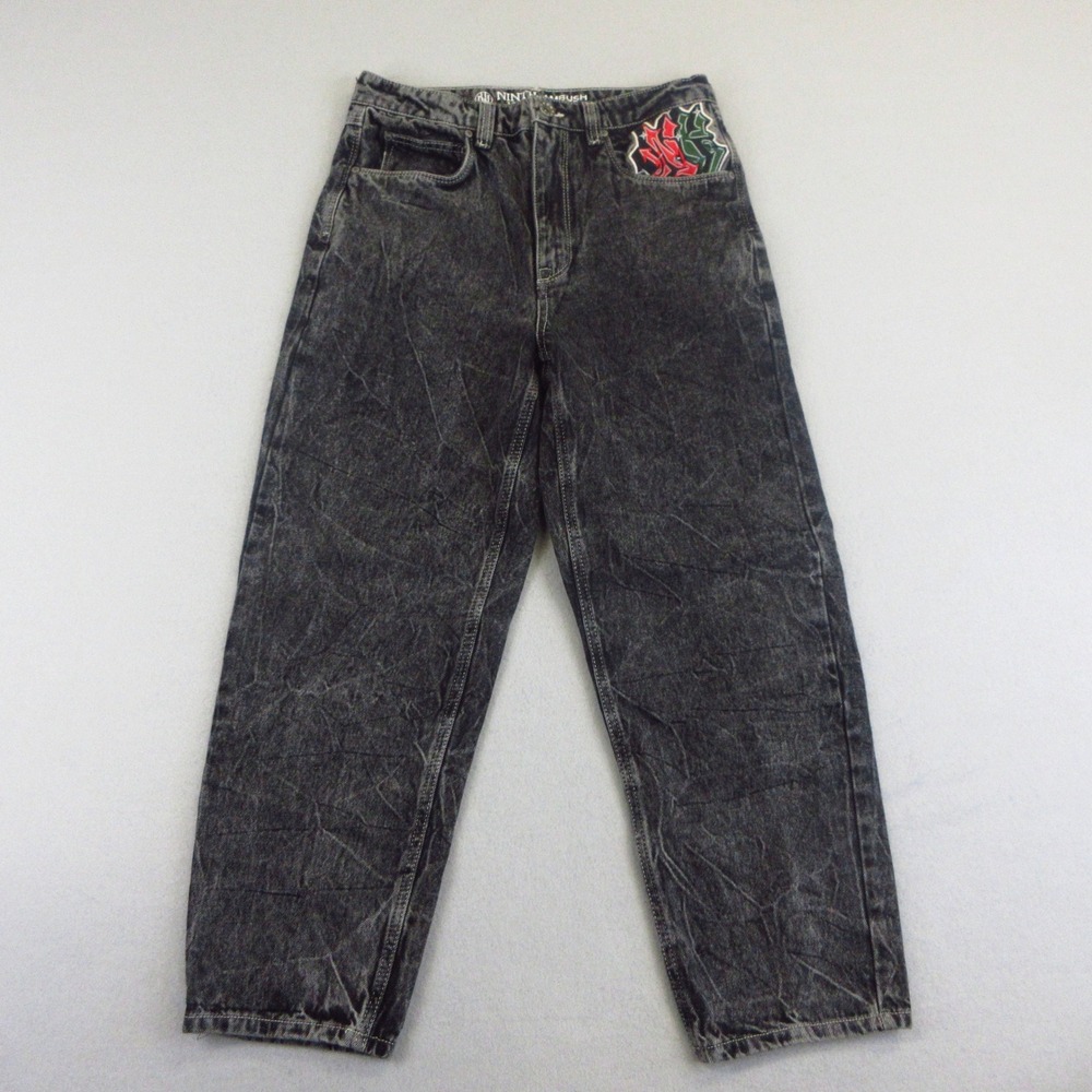 Ninth Hall Ambush Jeans Mens 30 Black Acid Wash Embroidered Streetwear Skate